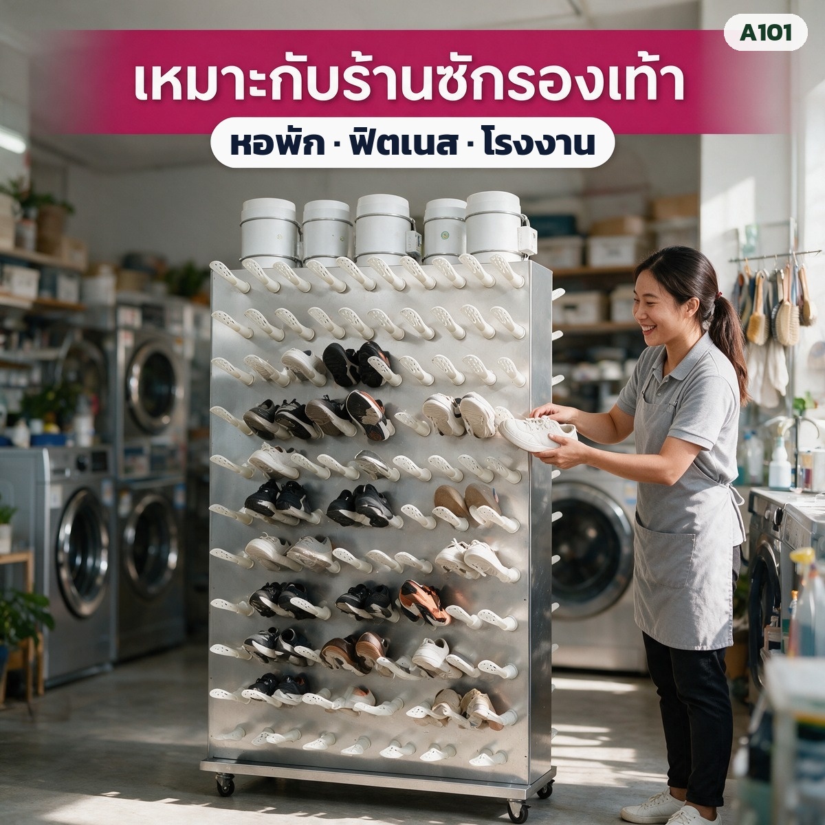 เหมาะกับร้านซักรองเท้า หอพัก ฟิตเนส โรงงาน