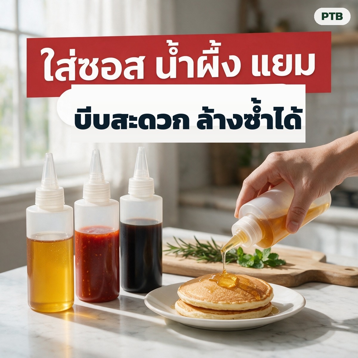 ใส่ซอส น้ำผึ้ง แยม บีบสะดวก ล้างแล้วใช้ซ้ำได้
