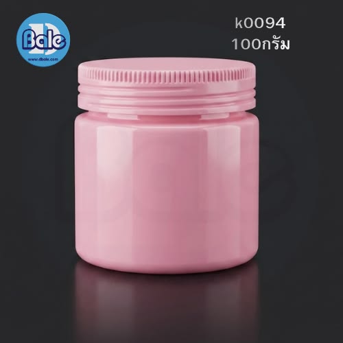 k0094-100g กระปุก pet สีชมพู ฝาพลาสติกสีชมพู ทรงสูง