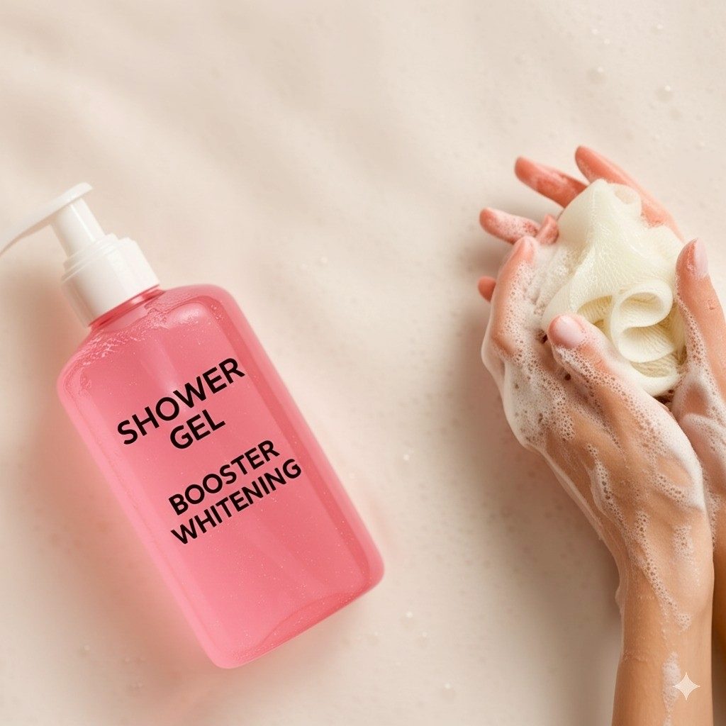 🌸🛁 เจลอาบน้ำบูสเตอร์ไวท์เทนนิ่ง สูตรวิตามินซี กลูต้า อาร์บูติน