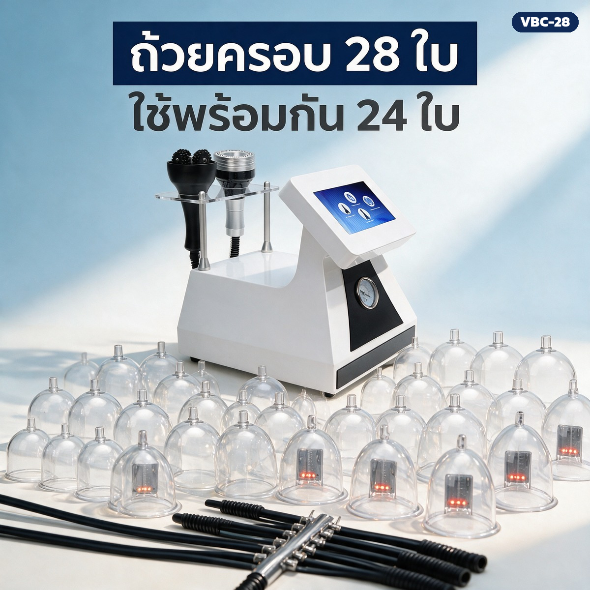 ถ้วยครอบสุญญากาศ 28 ใบ ใช้พร้อมกันได้สูงสุด 24 ถ้วย