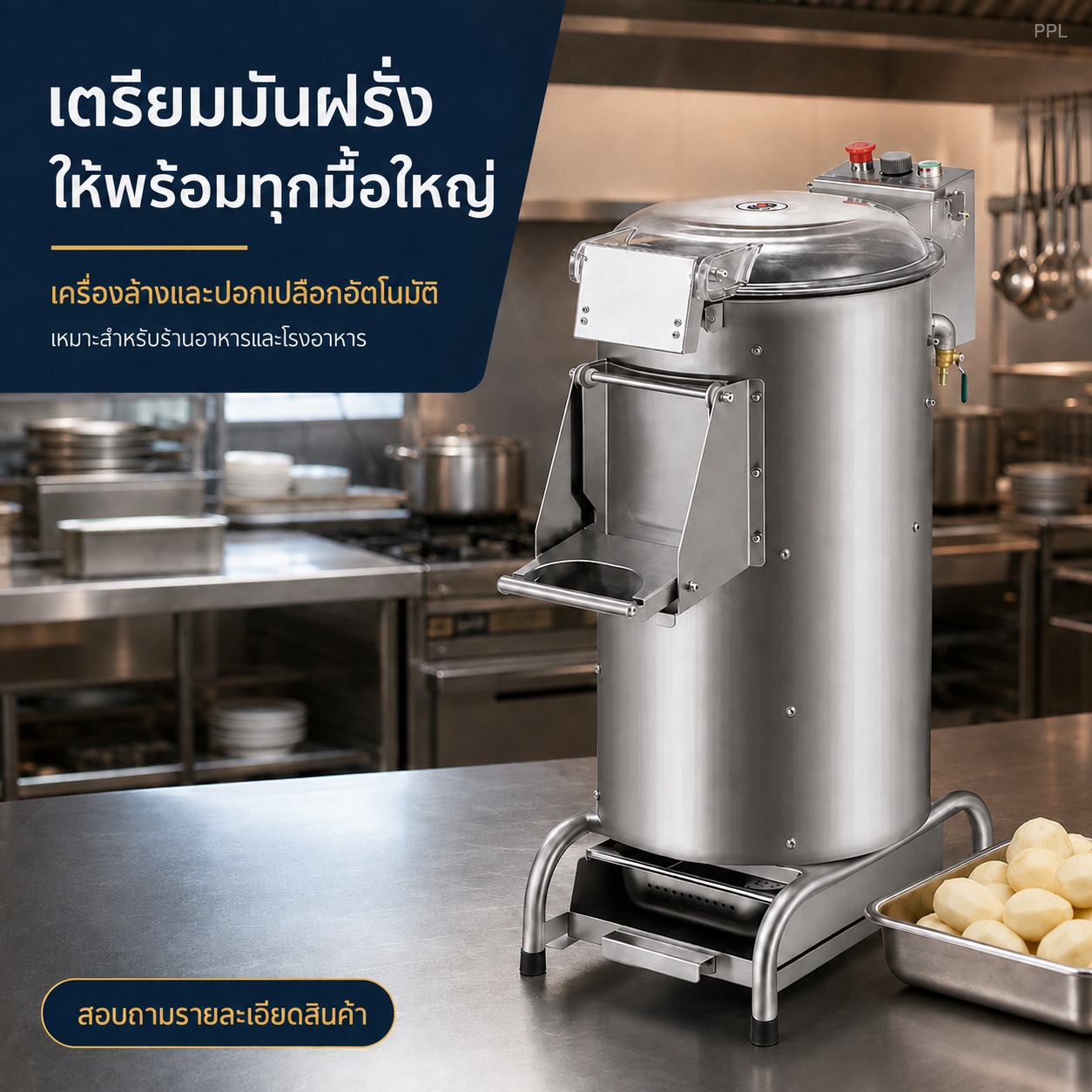ภาพประกอบเครื่อง PPL สำหรับพิจารณาการใช้งานในครัวร้านอาหารและโรงอาหาร