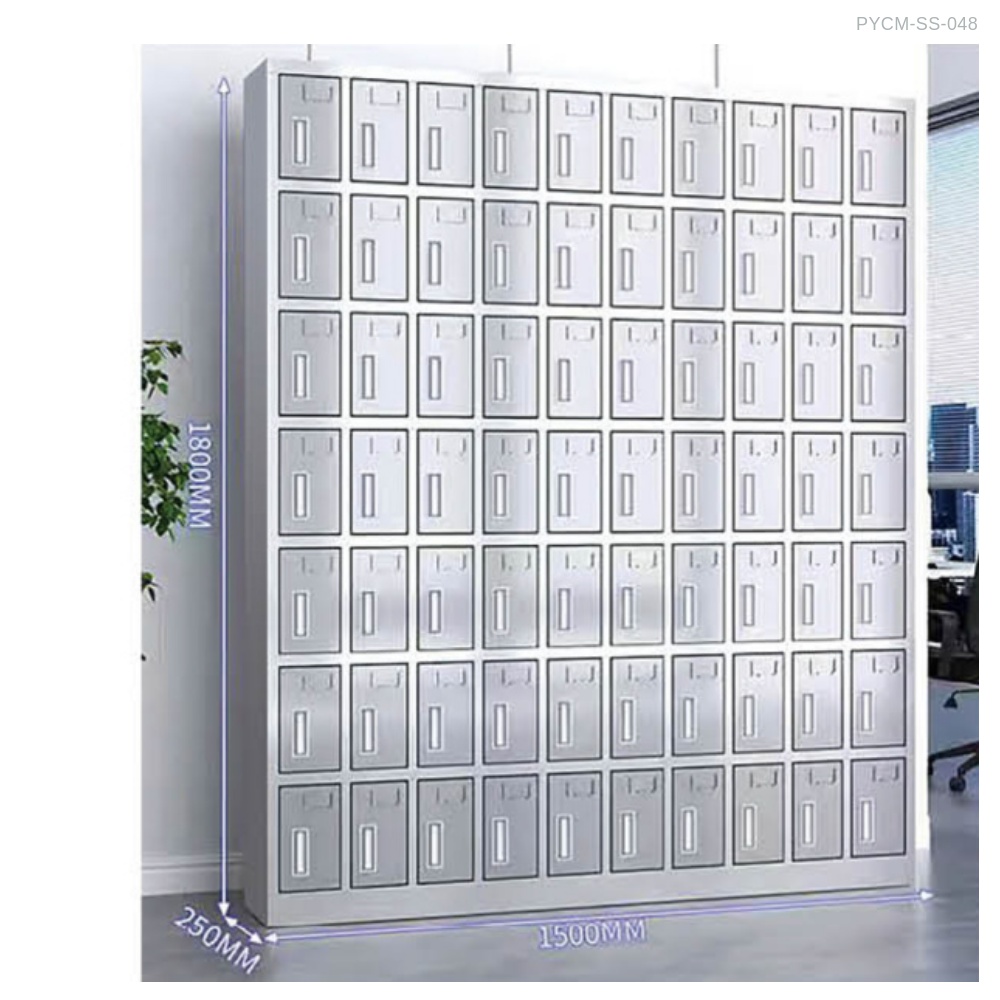 ตู้เก็บแก้วน้ำ 70 ช่อง พร้อมประตู PYCM-SS-048