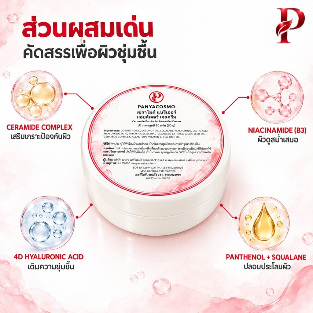 ส่วนผสมเด่นในเจลครีมเซราไมด์ Pcosmo-588-50