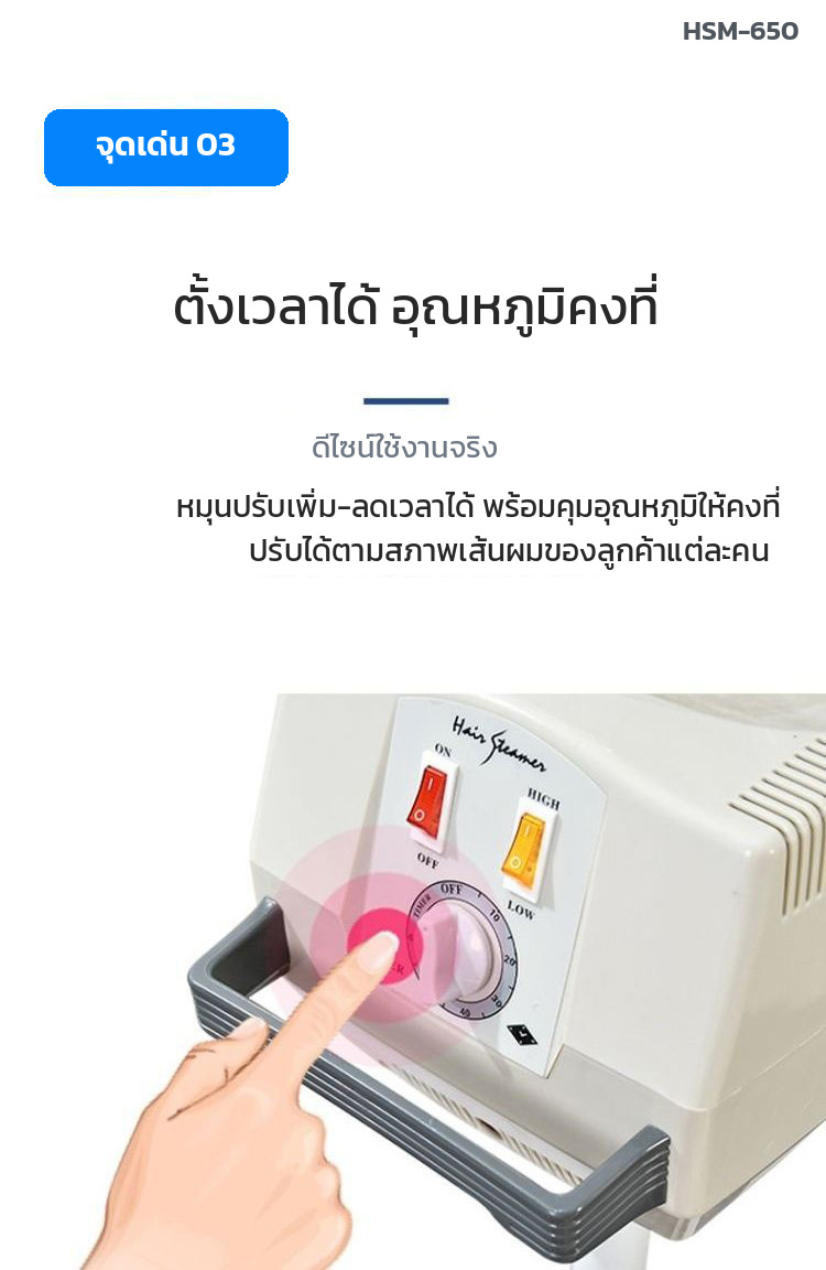 แผงควบคุมเครื่องอบไอน้ำผม ตั้งเวลา 0-60 นาที ควบคุมอุณหภูมิคงที่