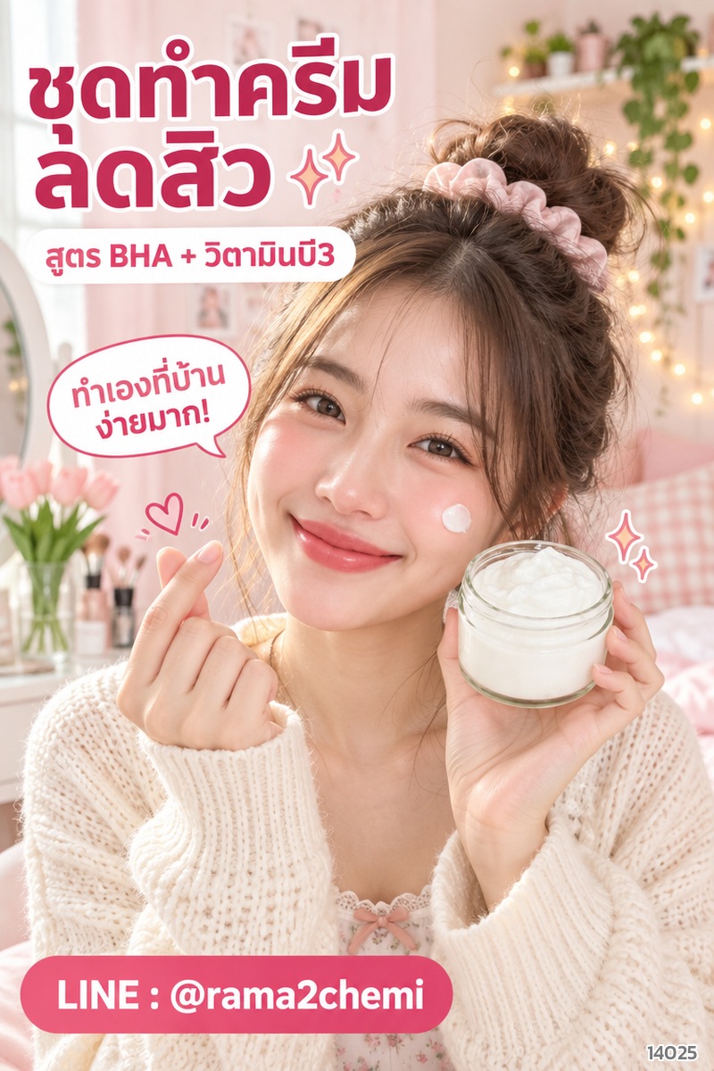 ชุดทำครีมลดสิว ทำเองที่บ้าน ง่ายมาก สูตร BHA + วิตามินบี3