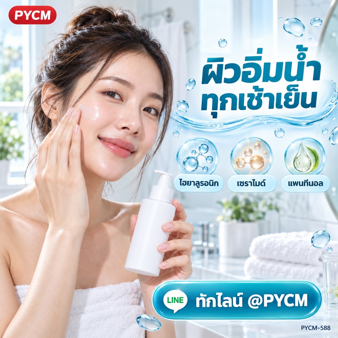 ผิวอิ่มน้ำทุกเช้าเย็น — ไฮยาลูรอนิก เซราไมด์ แพนทีนอล