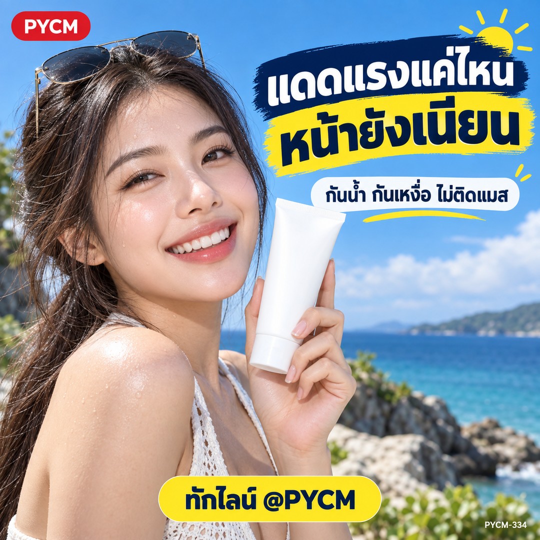 แดดแรงแค่ไหน หน้ายังเนียน — กันน้ำ กันเหงื่อ ไม่ติดแมส
