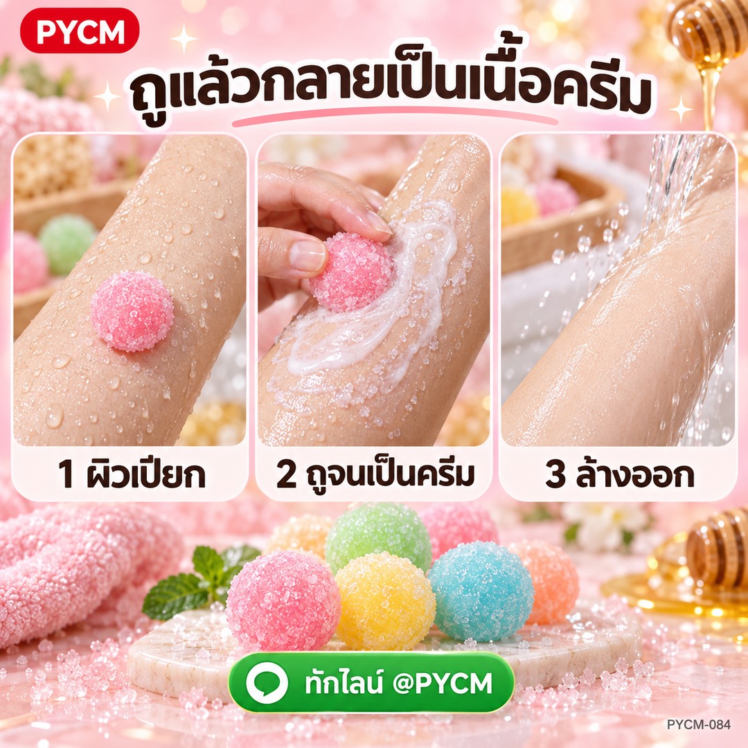 วิธีใช้ ผิวเปียก ถูจนเป็นเนื้อครีม แล้วล้างออก