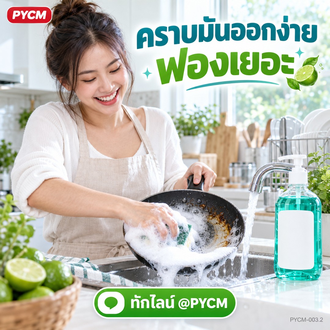 คราบมันออกง่าย ฟองเยอะ ล้างกระทะได้สบาย