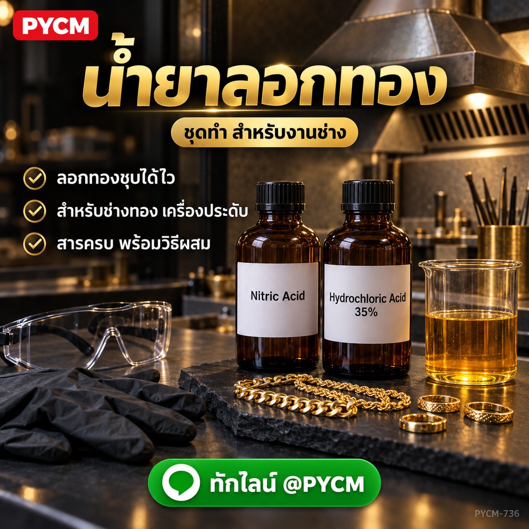 ชุดทำ น้ำยาลอกทอง สำหรับงานช่างทอง เครื่องประดับ (กรดไนตริก + กรดไฮโดรคลอริก) PYCM-736