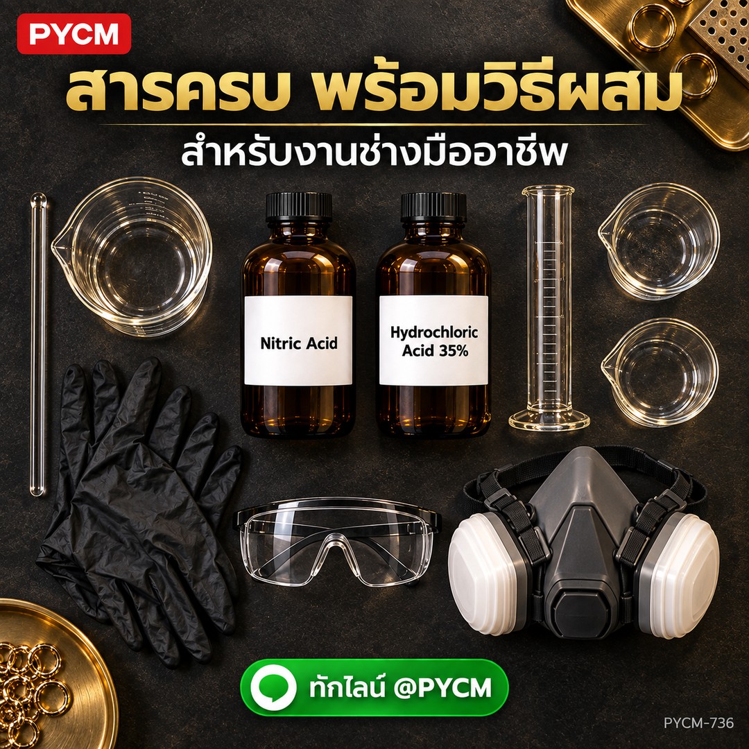 สารครบพร้อมวิธีผสม กรดไนตริก + กรดไฮโดรคลอริก 35%
