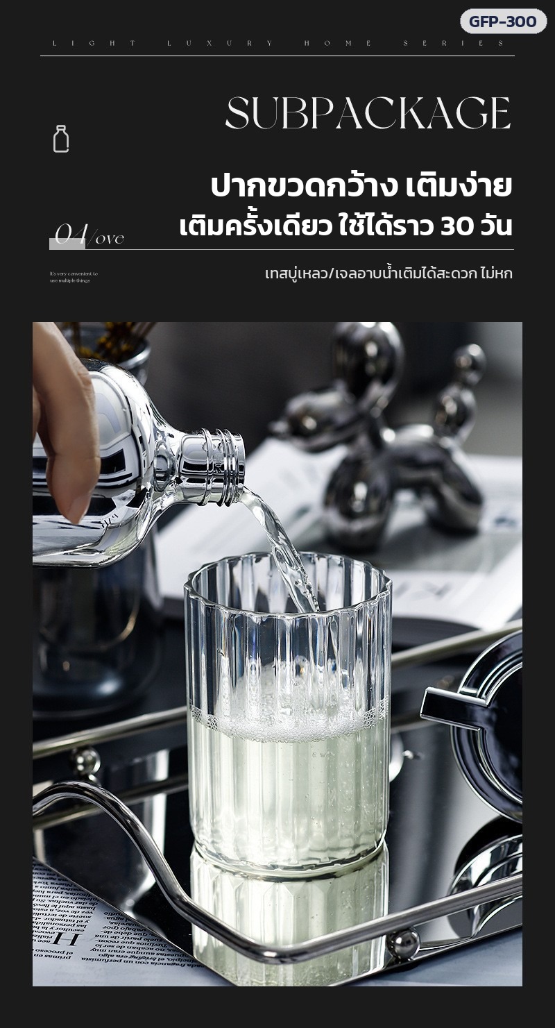 ขวดแก้วปั๊มโฟม 300 มล. – ปากขวดกว้าง เติมง่าย