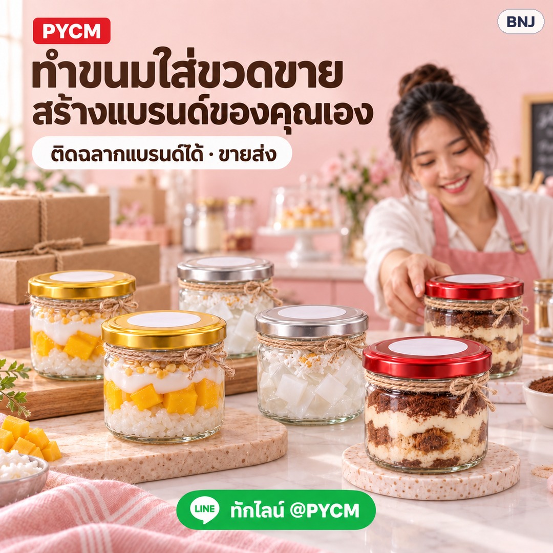 ขวดโหลแก้วฝาล็อกเกลียว ปากกว้าง – ทำขนมใส่ขวดขาย สร้างแบรนด์ของคุณเอง