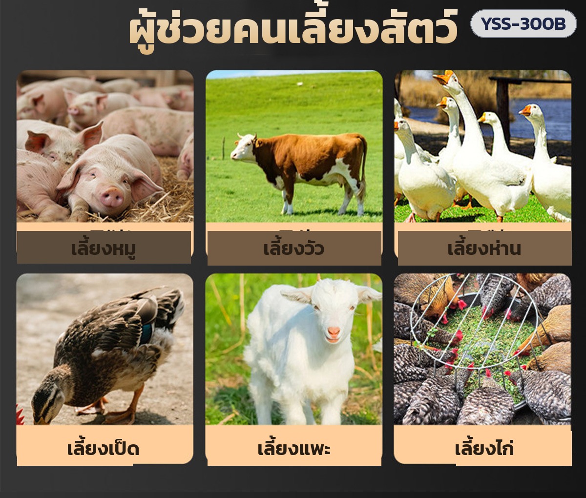 เครื่องหั่นผัก สับหญ้า ย่อยอาหารสัตว์ – ใช้ทำอาหาร หมู วัว ห่าน เป็ด แพะ ไก่