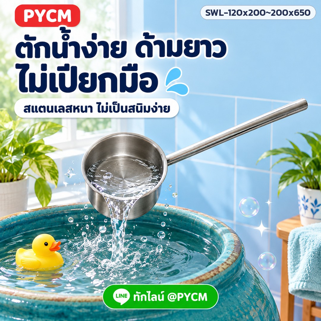 กระบวยตักน้ำสแตนเลส ด้ามยาว – ตักน้ำง่าย ด้ามยาว ไม่เปียกมือ