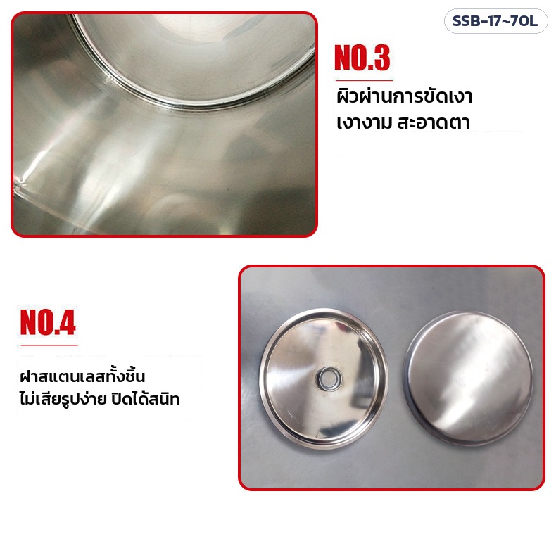 ถังสแตนเลสฝาล็อก – ผิวขัดเงา ฝาสแตนเลสทั้งชิ้น