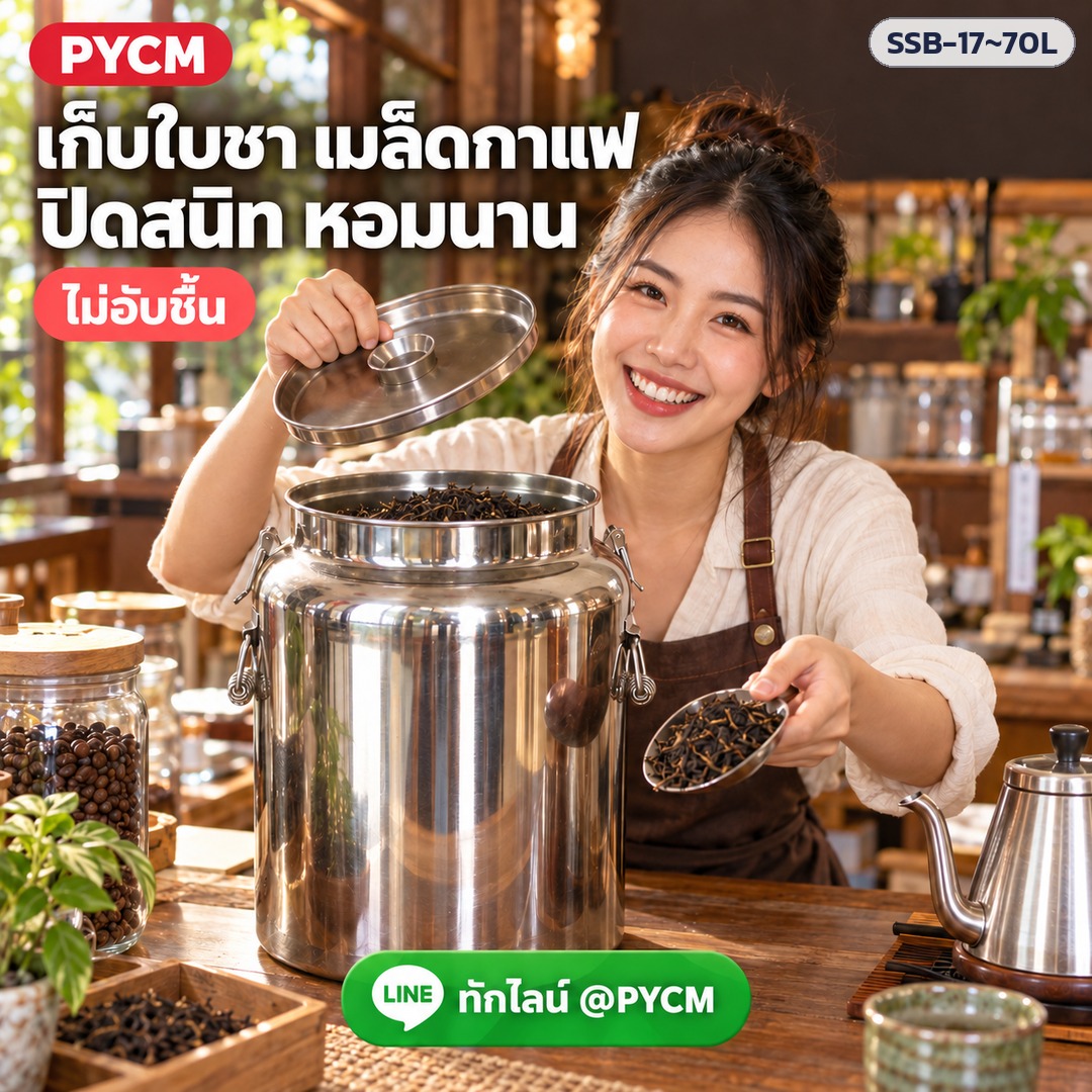 ถังสแตนเลสฝาล็อก – เก็บใบชา เมล็ดกาแฟ ปิดสนิท หอมนาน