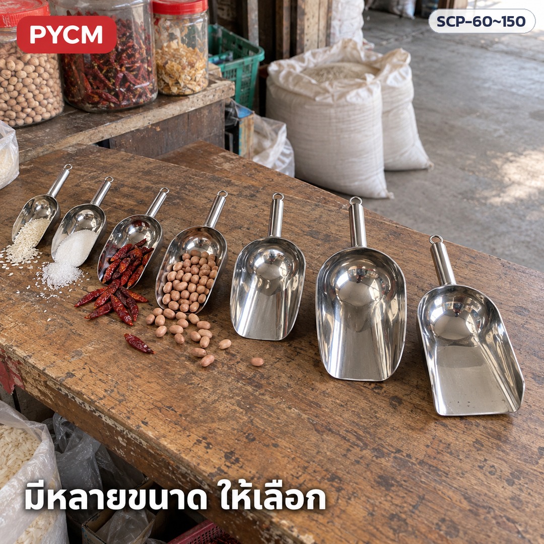 ที่ตักสแตนเลส มีหลายขนาดให้เลือก