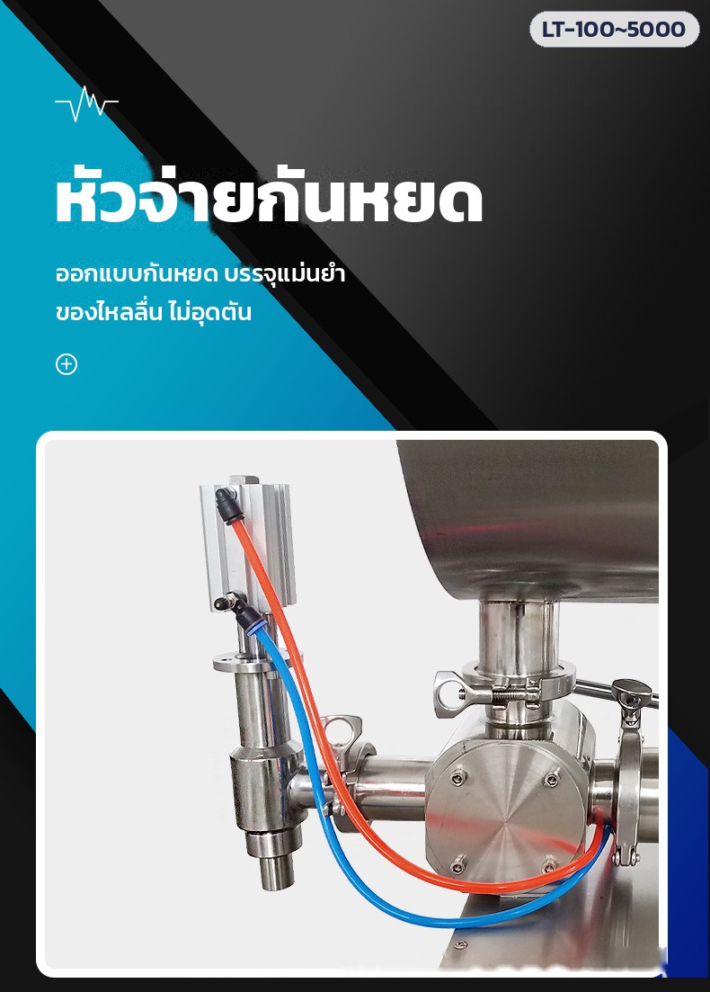เครื่องบรรจุซอสข้น มีใบกวน – หัวจ่ายกันหยด ของไหลลื่น ไม่อุดตัน