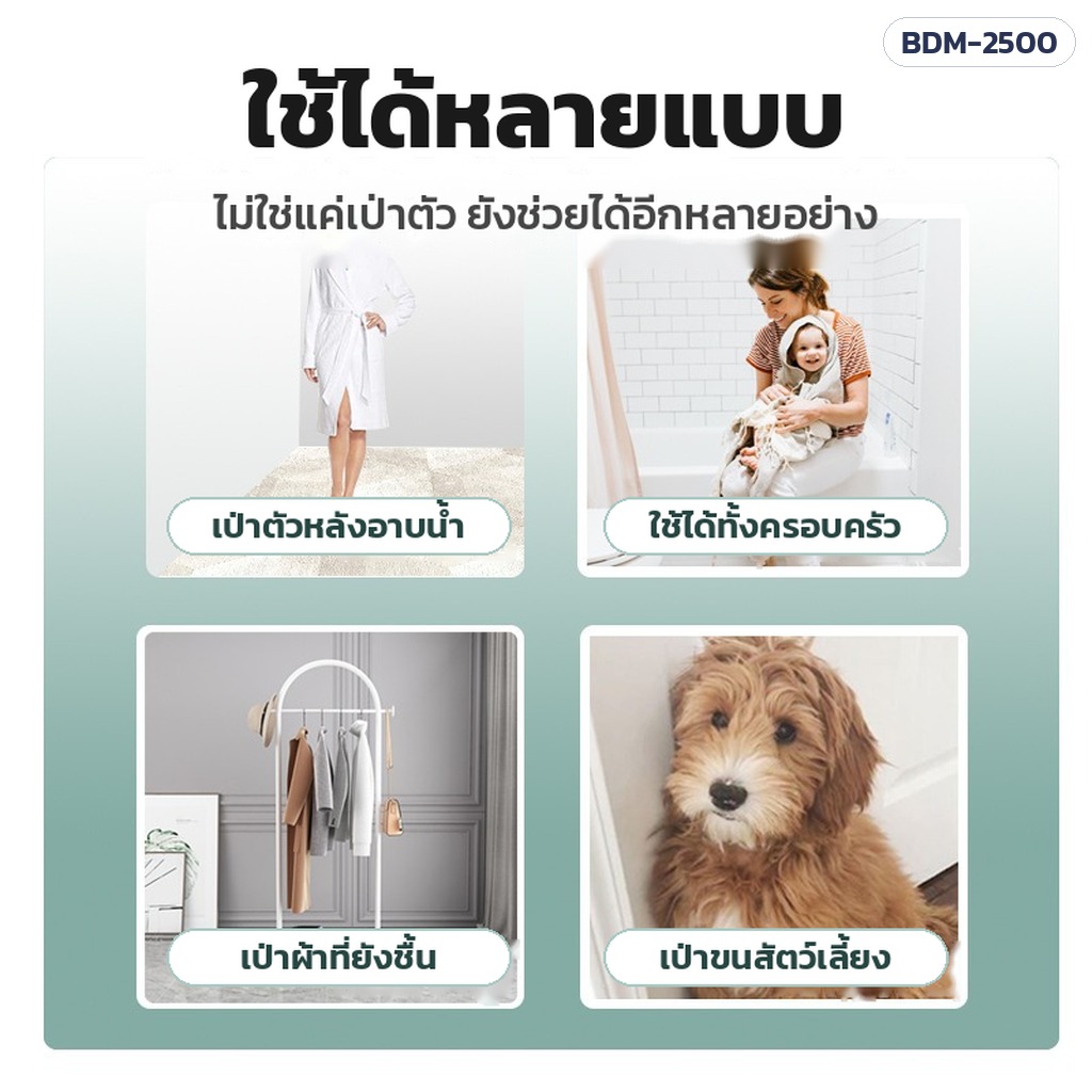 เครื่องเป่าตัวแห้ง – ใช้ได้หลายแบบ เป่าตัวหลังอาบน้ำ ผ้าที่ยังชื้น ขนสัตว์เลี้ยง