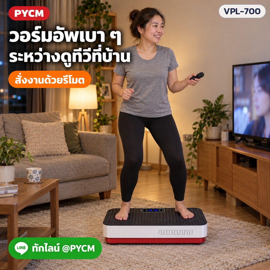 เครื่องสั่นสะเทือนออกกำลังกาย – วอร์มอัพเบา ๆ ระหว่างดูทีวีที่บ้าน สั่งงานด้วยรีโมต (ภาพประกอบ)