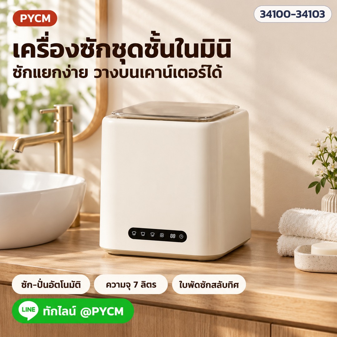 เครื่องซักชุดชั้นในมินิ ซักแยกง่าย วางบนเคาน์เตอร์ได้