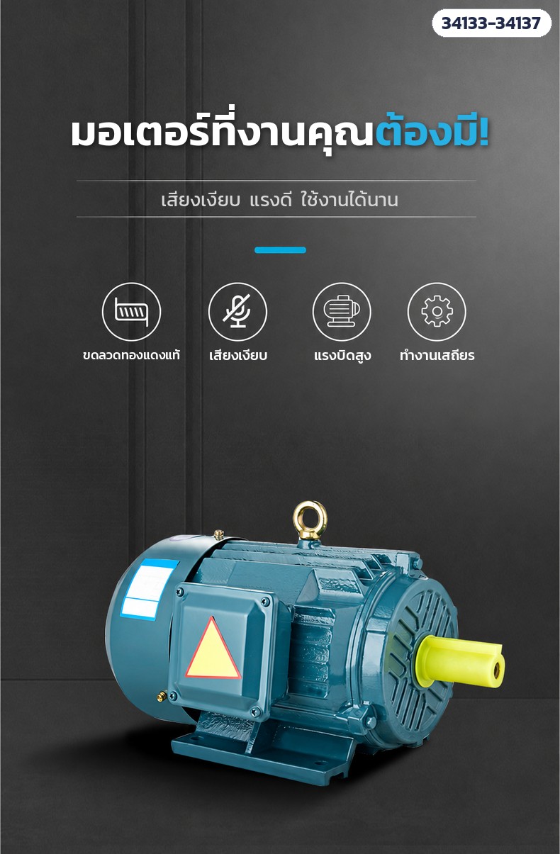 มอเตอร์ไฟฟ้า 3 เฟส YE3 8 โพล – เสียงเงียบ แรงดี ใช้งานได้นาน