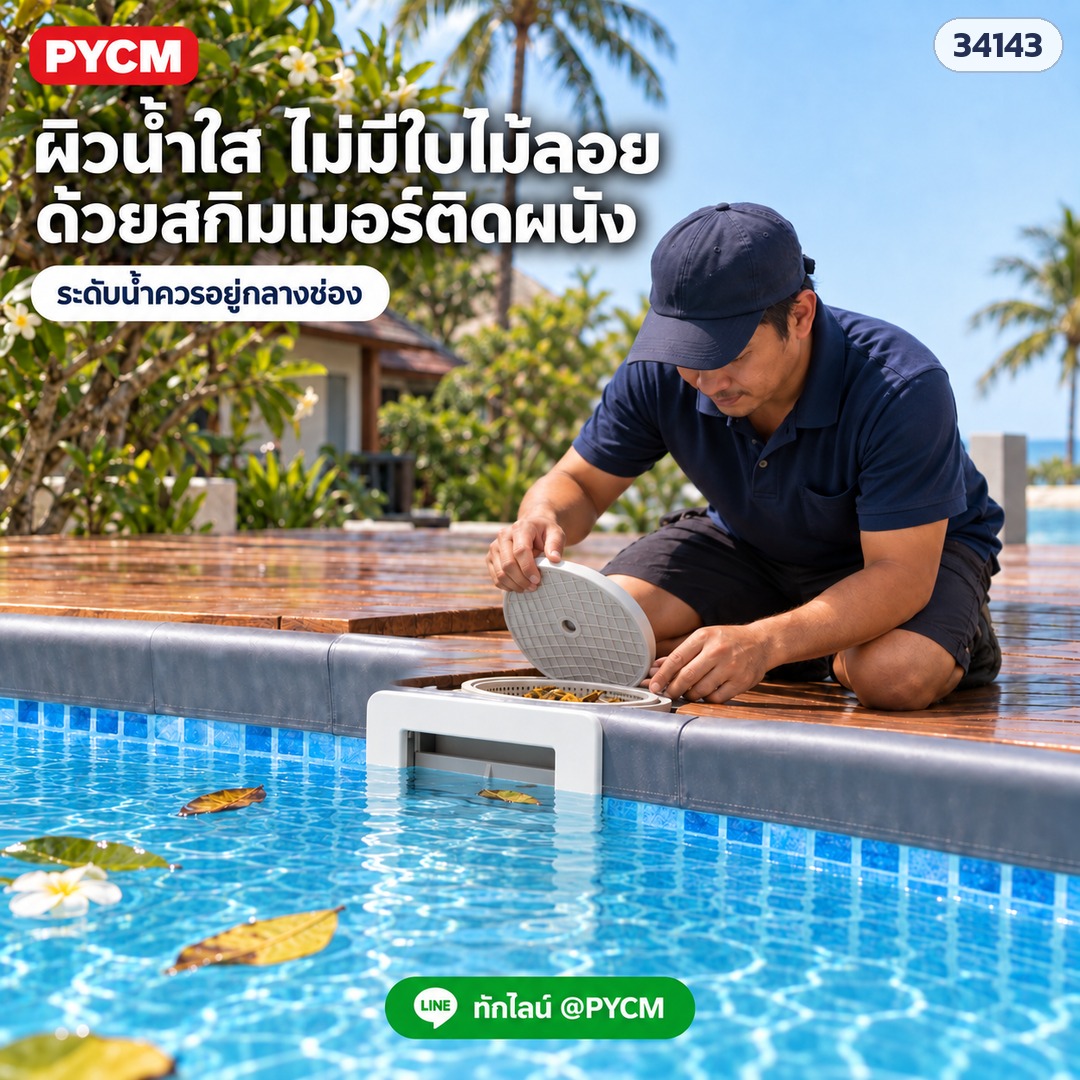 สกิมเมอร์ติดผนัง PSK-WS01 ดักใบไม้ผิวน้ำ ระดับน้ำควรอยู่กลางช่อง (ภาพประกอบ)