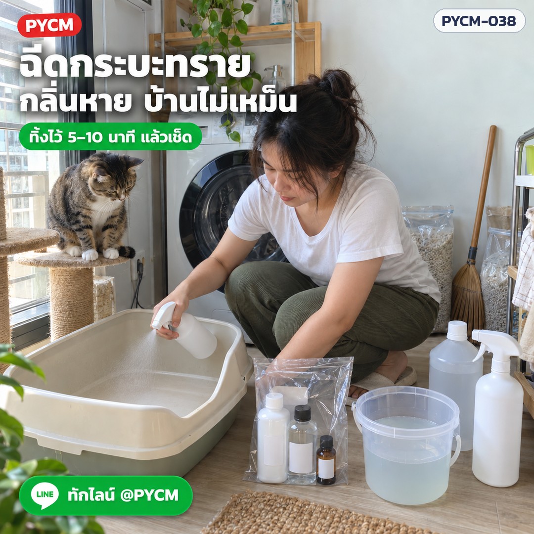 ชุดทำน้ำยาดับกลิ่นสัตว์เลี้ยง 5 กก. (รหัส 12808) – ฉีดกระบะทราย กลิ่นหาย บ้านไม่เหม็น ทิ้งไว้ 5–10 นาทีแล้วเช็ด