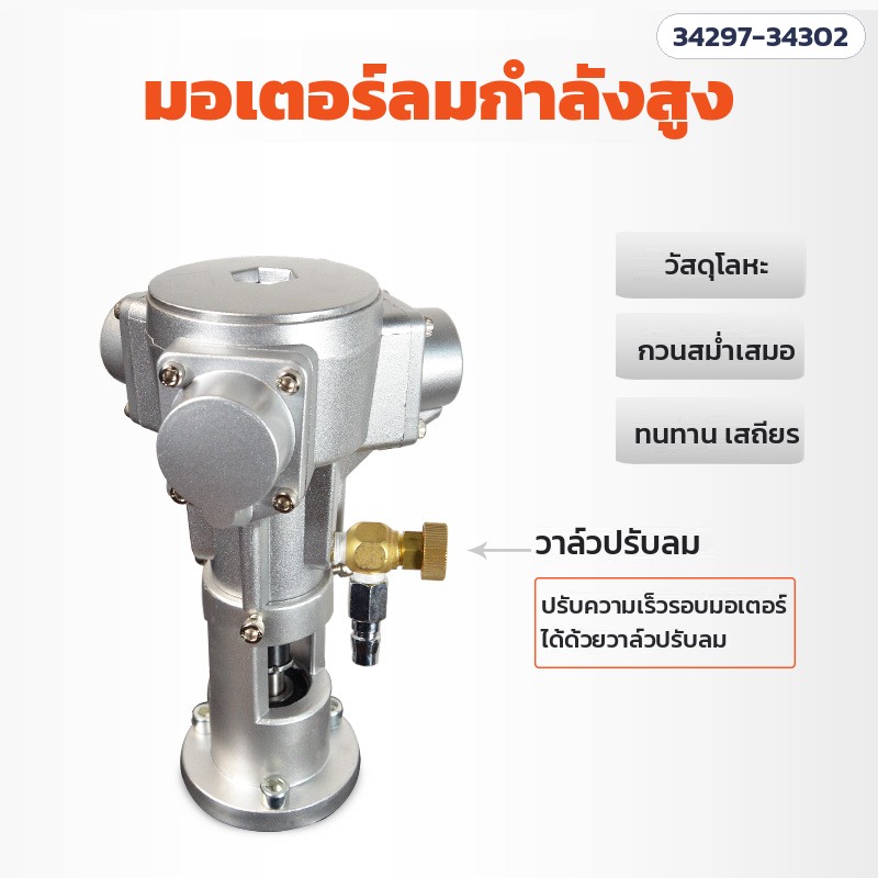 เครื่องกวนผสมระบบลม ถัง IBC – มอเตอร์ลมกำลังสูง ตัวเรือนโลหะ ปรับความเร็วรอบด้วยวาล์วปรับลม