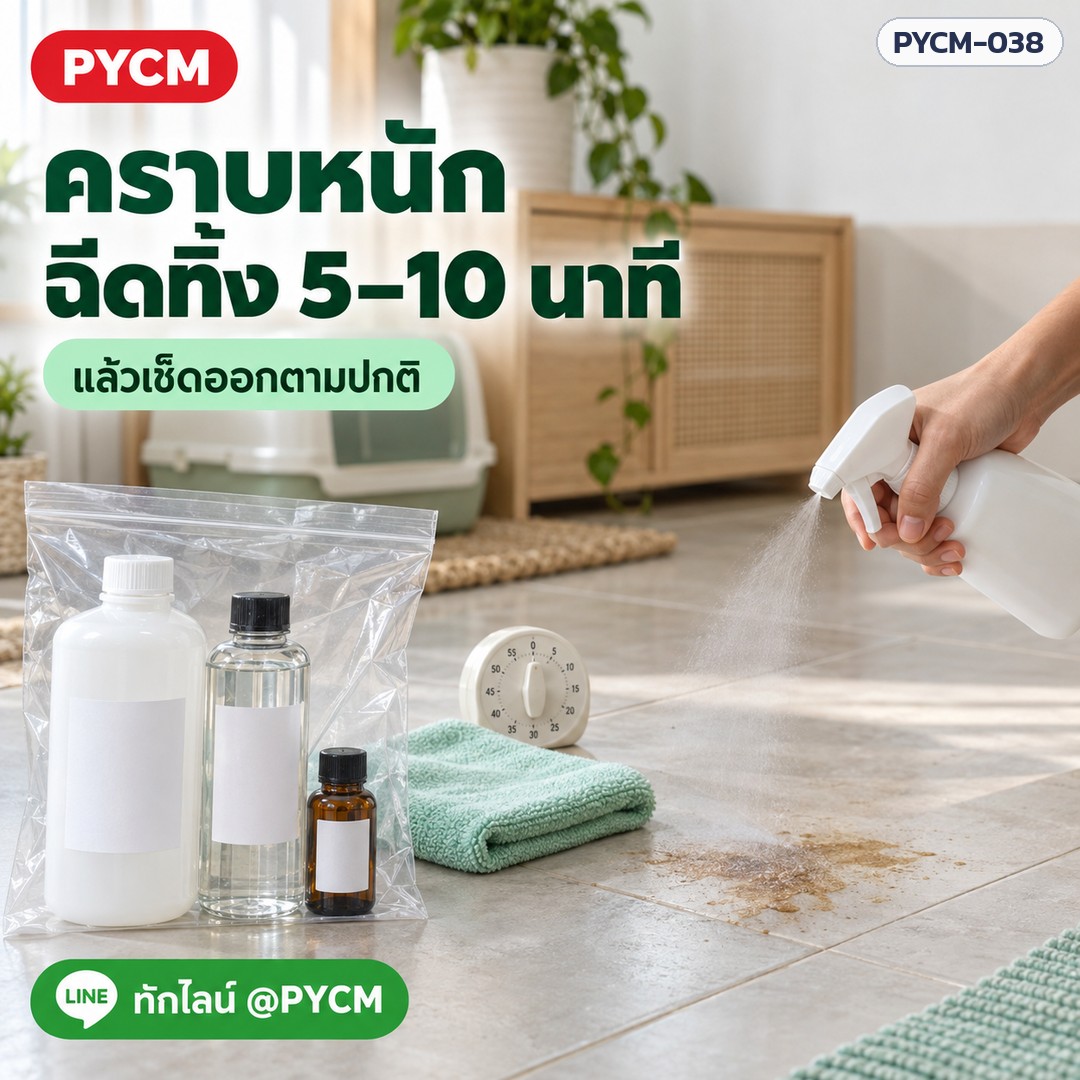 ชุดทำน้ำยาดับกลิ่นสัตว์เลี้ยง 5 กก. (รหัส 12808) – คราบหนัก ฉีดทิ้ง 5–10 นาที แล้วเช็ดออกตามปกติ
