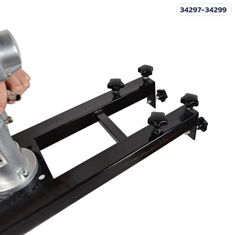 เครื่องกวนผสมระบบลม ถัง IBC – คานเหล็กกล่อง 2 แนวขนาน ปุ่มล็อกรูปดาวด้านบน (ภาพรุ่นโครงคานเหล็กพ่นสีดำ)
