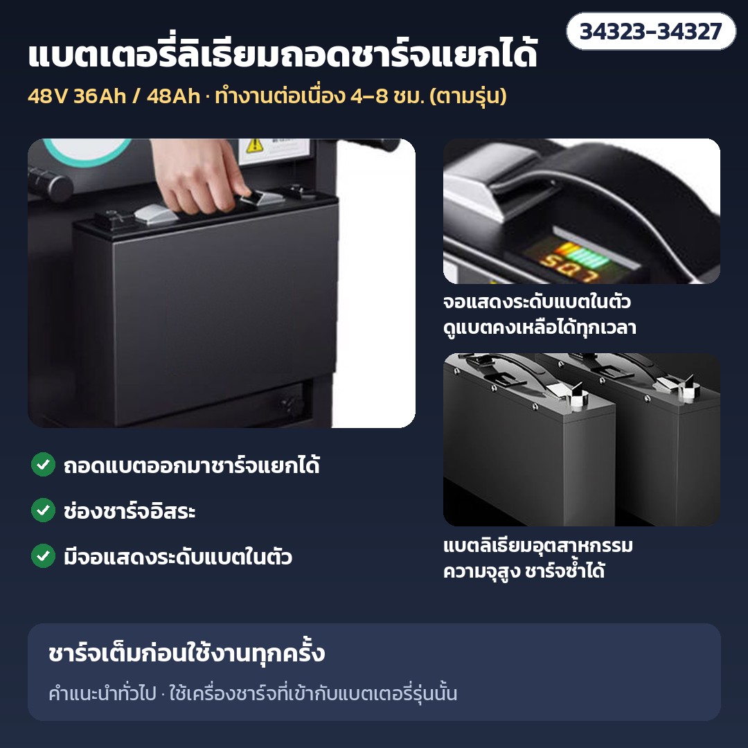 รถเข็นไฟฟ้าขึ้นบันได แบบแขนรับ ถาดรองหนา – แบตเตอรี่ลิเธียมถอดชาร์จแยกได้ มีช่องชาร์จอิสระและจอแสดงระดับแบต