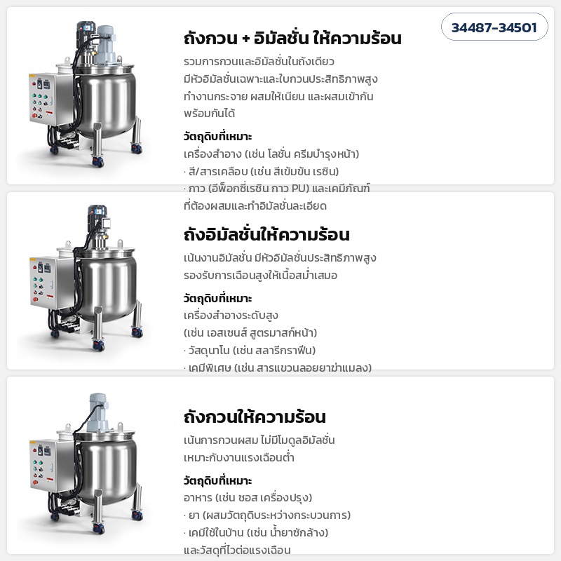 เทียบ 3 แบบ ถังกวน+อิมัลชั่น / ถังอิมัลชั่น / ถังกวน