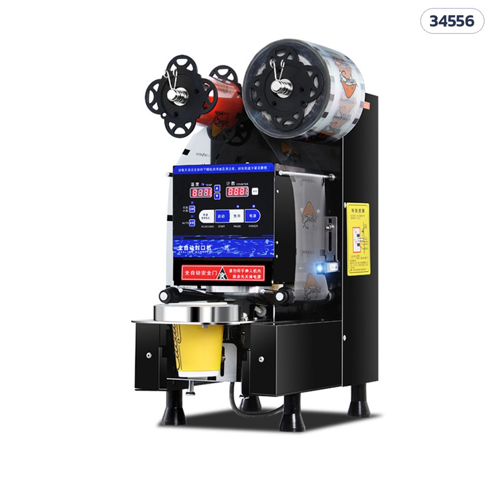 เครื่องซีลฝาแก้วอัตโนมัติ เครื่องซีลแก้วชานม Automatic Cup Sealing Machine ซีลแก้วพลาสติก แก้วกระดาษ ปากแก้ว 88–95 มม. 350W 220V สีดำ สีขาว 2 รุ่น (CSL-95SD / CSL-95FC)