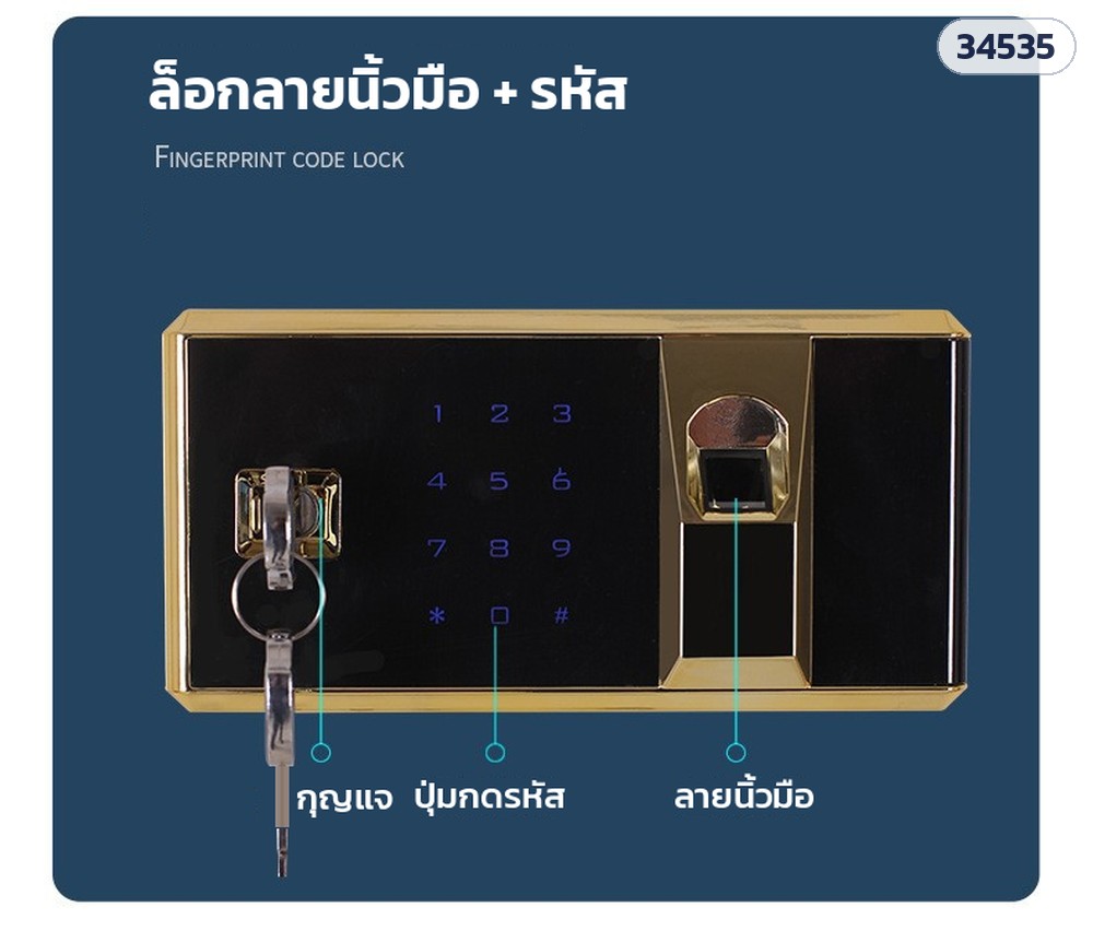 ตู้เก็บเอกสารลับ ตู้เหล็กล็อกอิเล็กทรอนิกส์ – ล็อกลายนิ้วมือ + รหัส — ตัวอย่างแผงล็อกและส่วนประกอบ