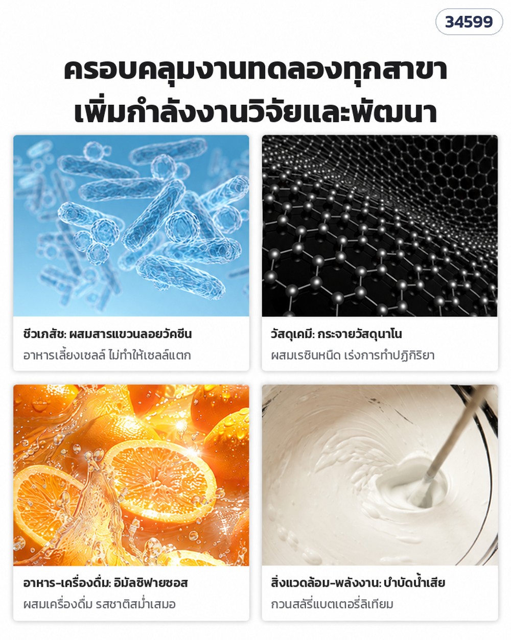 เครื่องกวนแล็บ LK2000 หัวกวนลูกบอล – ใช้ได้หลายสาขา: ชีวเภสัช วัสดุเคมี อาหาร-เครื่องดื่ม สิ่งแวดล้อม-พลังงาน