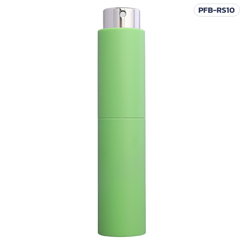 ขวดสเปรย์น้ำหอมพกพา แบบหมุน 10 มล. 10 สี หัวเงิน/ทอง PFB-RS10 – ขวดสเปรย์สีเขียว หัวสเปรย์สีเงิน