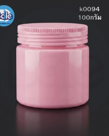 k0094-100g กระปุก pet สีชมพู ฝาพลาสติกสีชมพู ทรงสูง