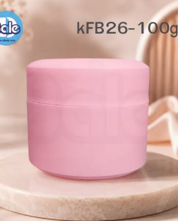 kFB26-100กรัม กระปุกครีมพลาสติก สีชมพู+ไม้พาย
