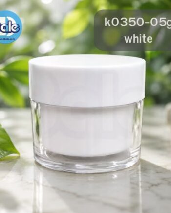k0350-05กรัม กระปุกพลาสติกโปร่ง สีขาว (3ชั้น)