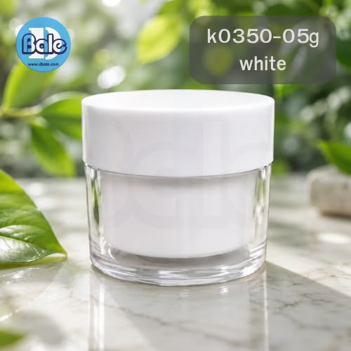k0350-05กรัม กระปุกพลาสติกโปร่ง สีขาว (3ชั้น)