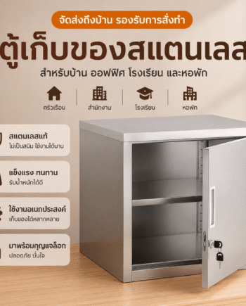 ตู้เก็บของสแตนเลส 304 บานเดียว ล็อกเดี่ยว 1 ชั้น ขนาด 35×30×30 ซม. (PYCM)