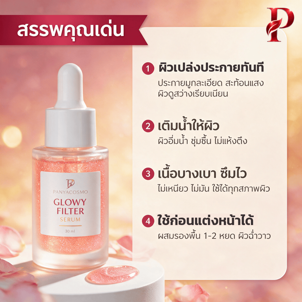 ปัญญาคอสโม โกลว์วี่ ฟิลเตอร์ เซรั่ม เซรั่มฟิลเตอร์ผิวโกลว์ (Pcosmo-765) - Image 2