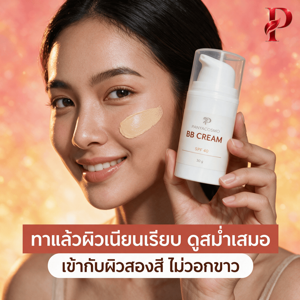 ปัญญาคอสโม บีบี ครีมกันแดด SPF 40 บีบีครีมกันแดดเนื้อเบจธรรมชาติ (Pcosmo-379.2) - Image 6