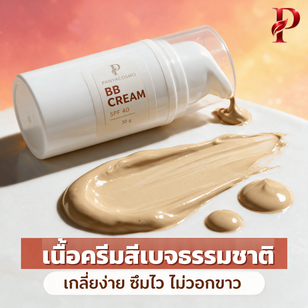 ปัญญาคอสโม บีบี ครีมกันแดด SPF 40 บีบีครีมกันแดดเนื้อเบจธรรมชาติ (Pcosmo-379.2) - Image 3