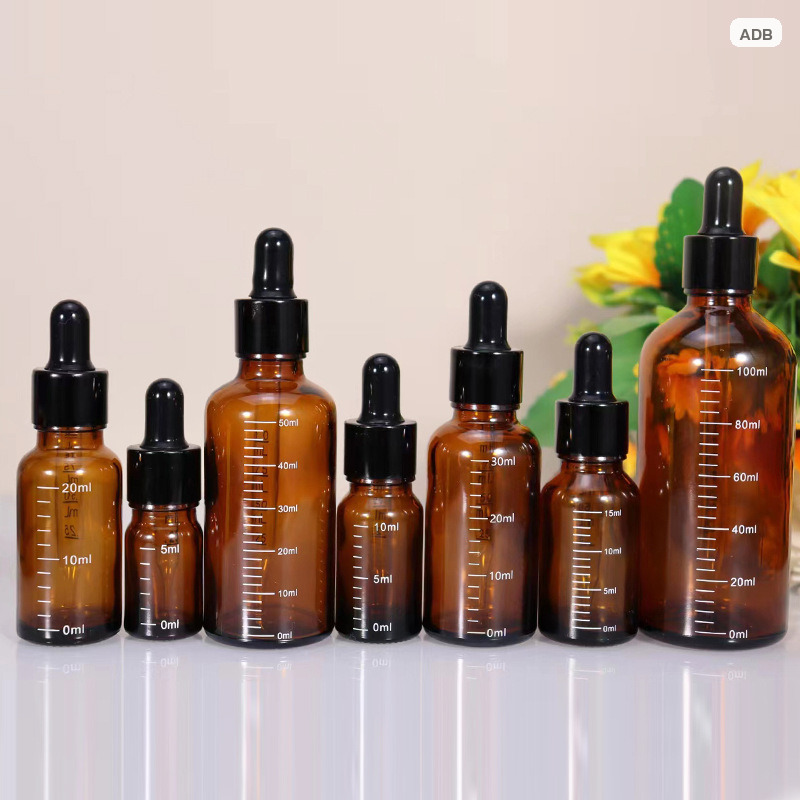 ขวดแก้วสีชา หลอดหยด 5/10/15/20/30/50/100 มล. มีสเกลบอกปริมาตร พร้อมฝาหลอดหยด - Image 5