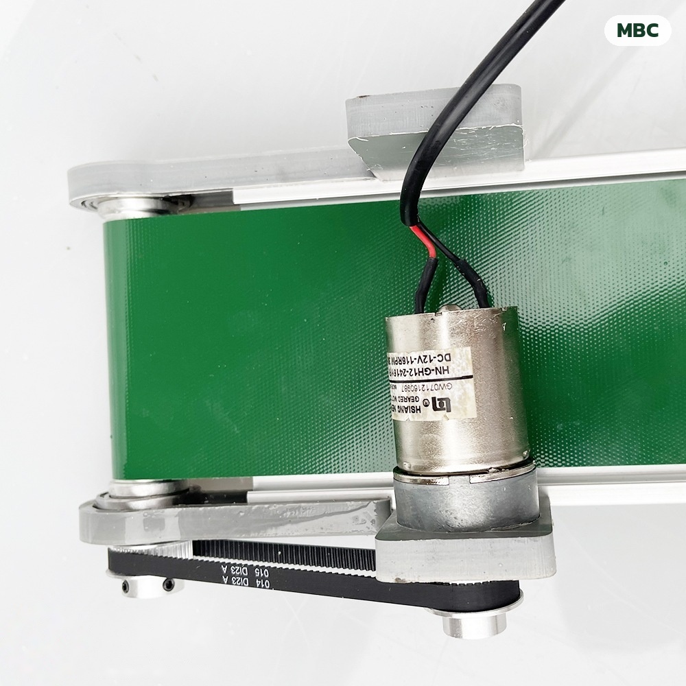 สายพานลำเลียงจิ๋ว ตั้งโต๊ะ มอเตอร์ DC 12V ปรับความเร็วได้ สายพาน PVC โครงอะลูมิเนียม (เลือกขนาดได้ 5 แบบ) - Image 11