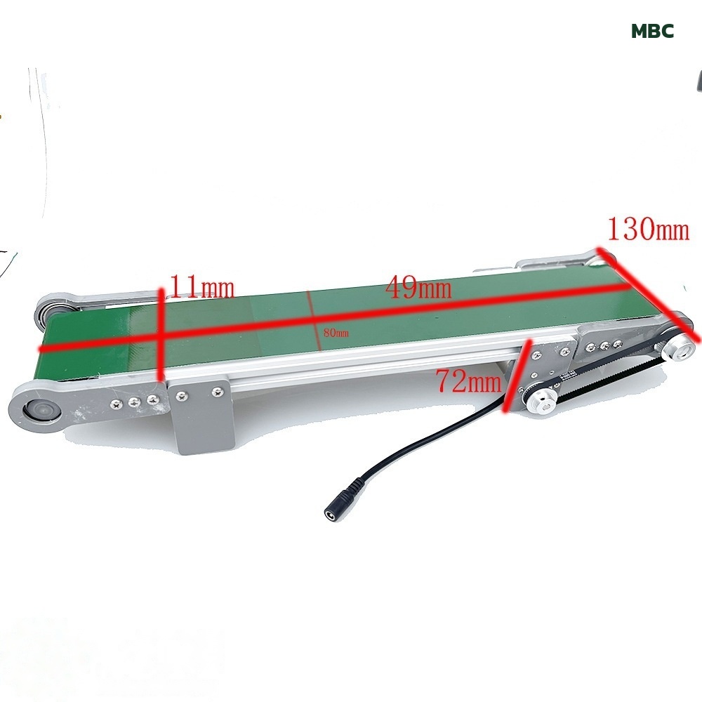 สายพานลำเลียงจิ๋ว ตั้งโต๊ะ มอเตอร์ DC 12V ปรับความเร็วได้ สายพาน PVC โครงอะลูมิเนียม (เลือกขนาดได้ 5 แบบ) - Image 3